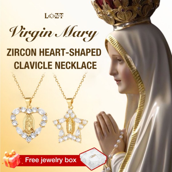 Virgin Mary heart-shaped clavicle necklace