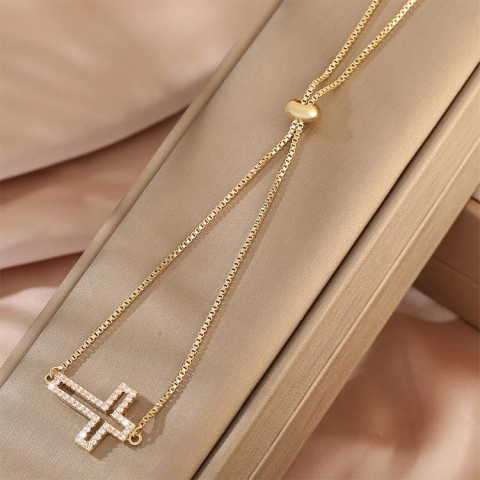 micro-pave cross bracelet