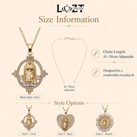 White Zircon Virgin Mary Pendant Necklace