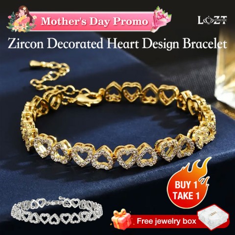 Zircon Decorated Heart Design Bracelet
