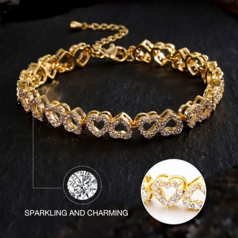 Zircon Decorated Heart Design Bracelet