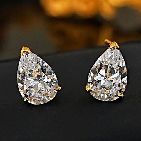 Pear Cut Moissanite Earrings