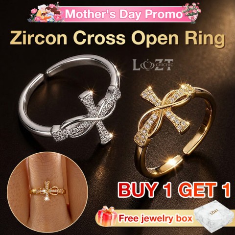 Zircon cross open ring