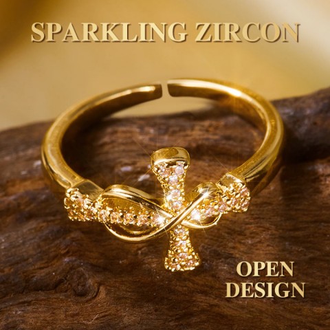 Zircon cross open ring