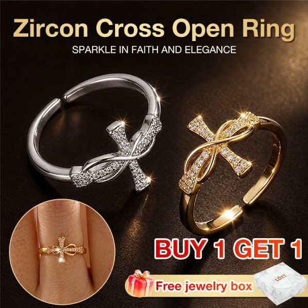 Zircon cross open ring