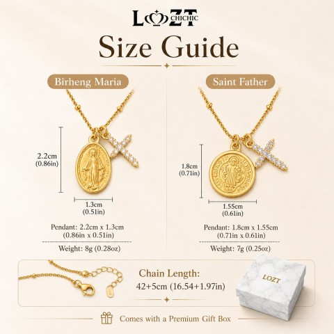 Cross Zircon Birheng Maria Necklace