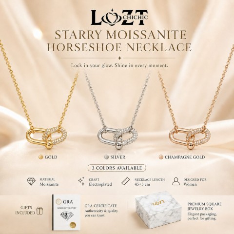 Starry Moissanite Horseshoe Necklace