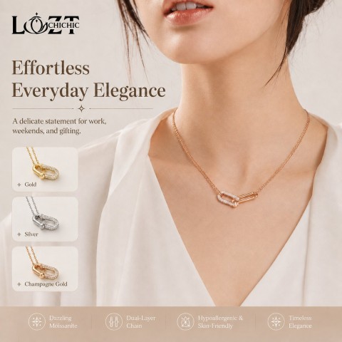 Starry Moissanite Horseshoe Necklace