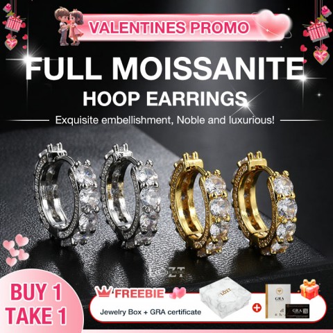 Full Moissanite Hoop Earrings