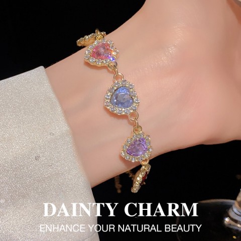 French-style diamond-encrusted colorful heart Set