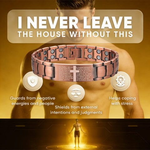 Copper Cross Magnetic Bracelet
