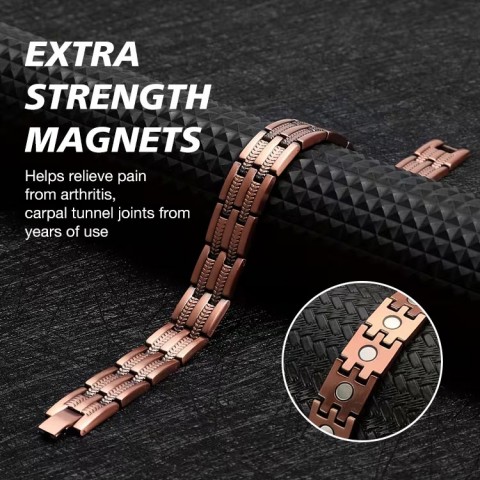 Double-row line design antique bronze magnetic bracelet