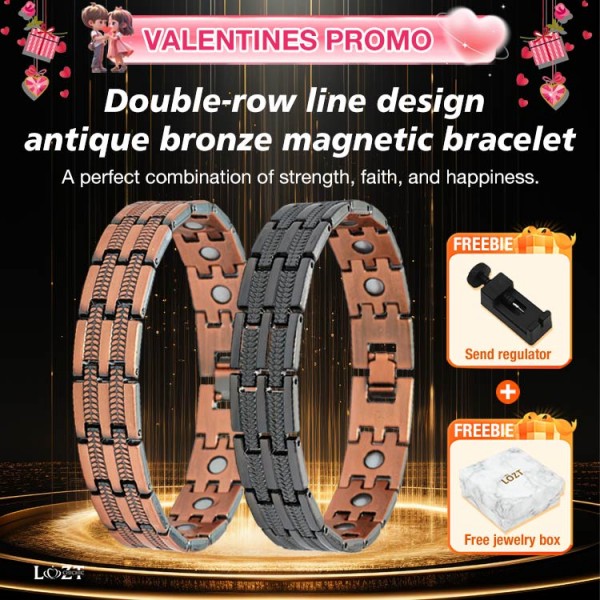 Double-row line design antique bronze magnetic bracelet