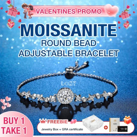 Moissanite Round bead adjustable Bracelet