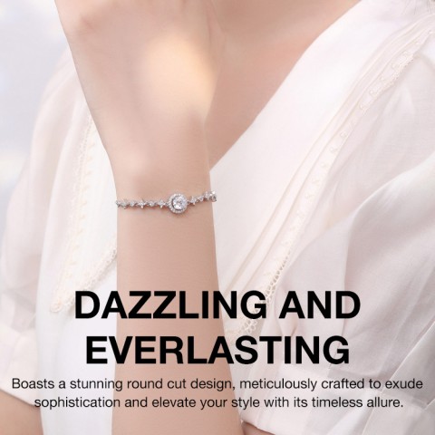 Moissanite Round bead adjustable Bracelet