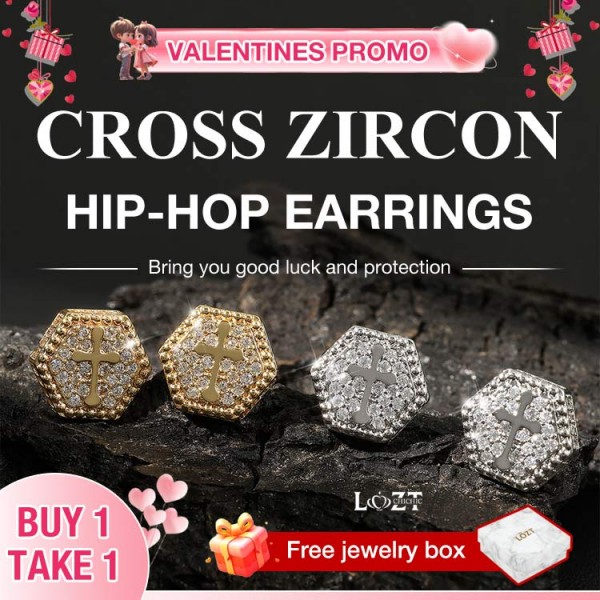 Cross Zircon hip-hop Earrings