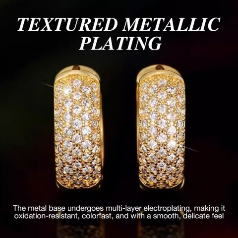 Five-row Diamond-encrusted Hoop Earrings