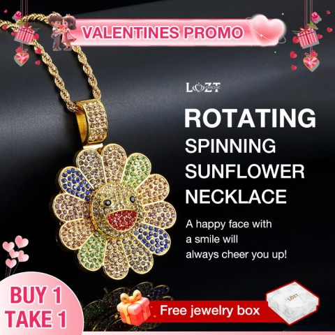 Rotating Spinning Sunflower Necklace