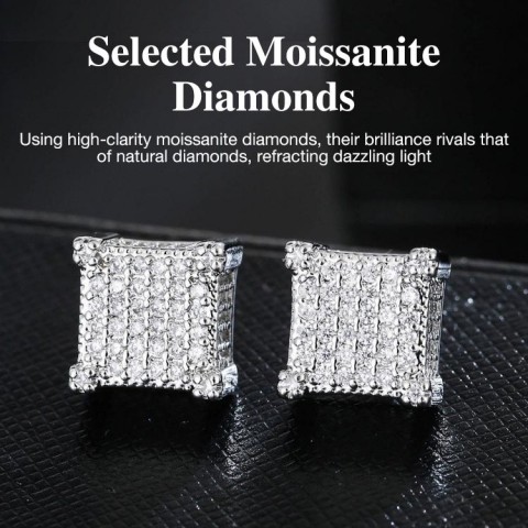 Square cubic Moissanite stud Earrings