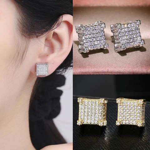 Square cubic Moissanite stud Earrings