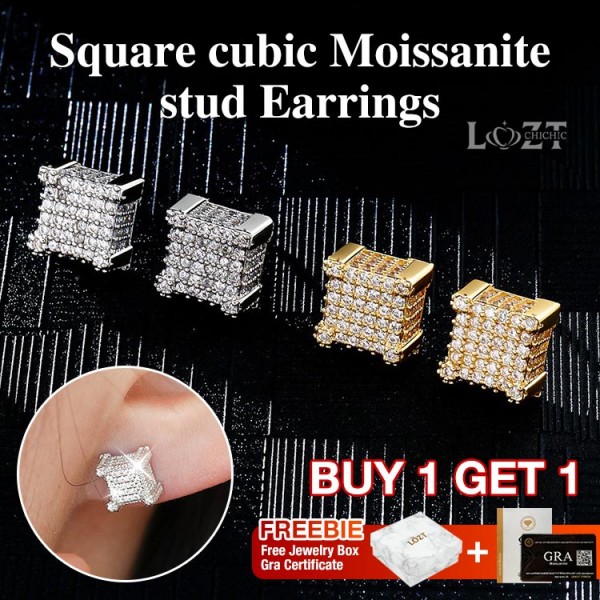 Square cubic Moissanite stud Earrings