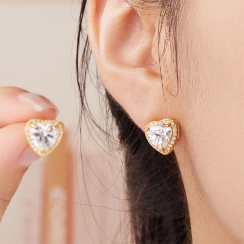 Moissanite Love Heart Earrings and Necklace Set