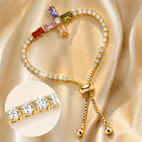 Cross Zirconia Adjustable Bracelet 