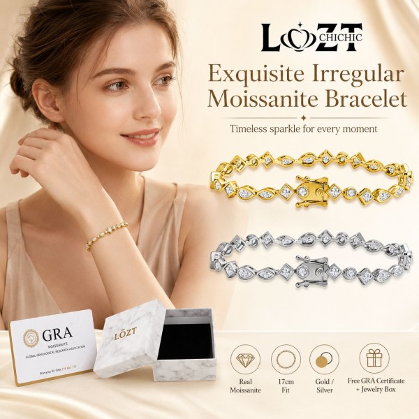 Exquisite Irregular Moissanite Bracelet