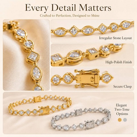 Exquisite Irregular Moissanite Bracelet