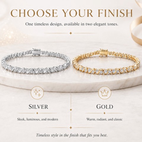 Moissanite Wave-Pattern Tennis Bracelet