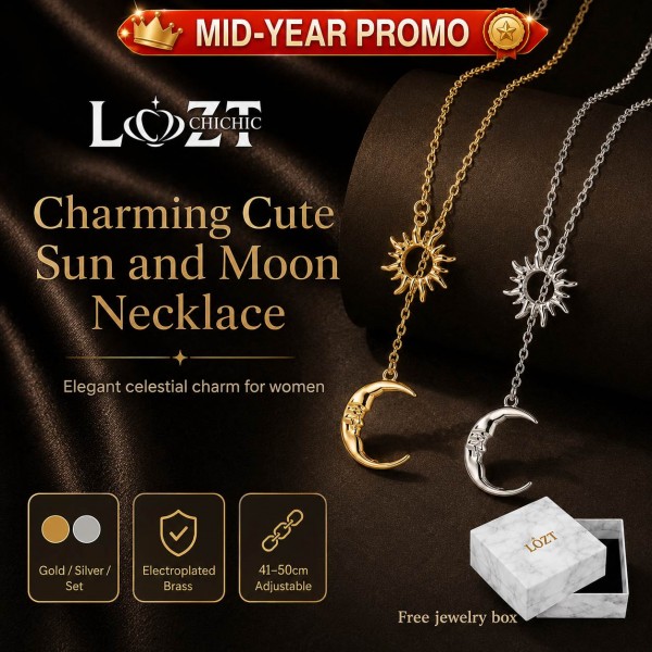 Charming Cute Sun and Moon Necklace