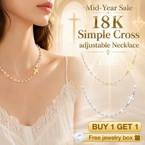 18K Simple Cross adjustable Necklace