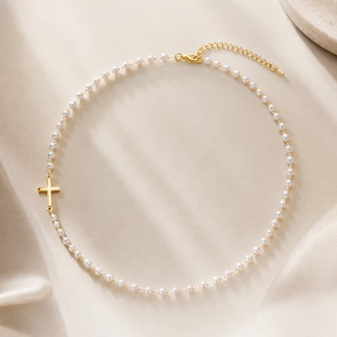 18K Simple Cross adjustable Necklace