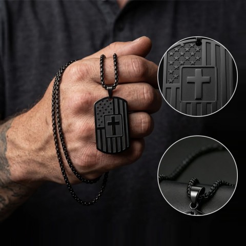 Titanium steel Inspirational Cross  Necklace