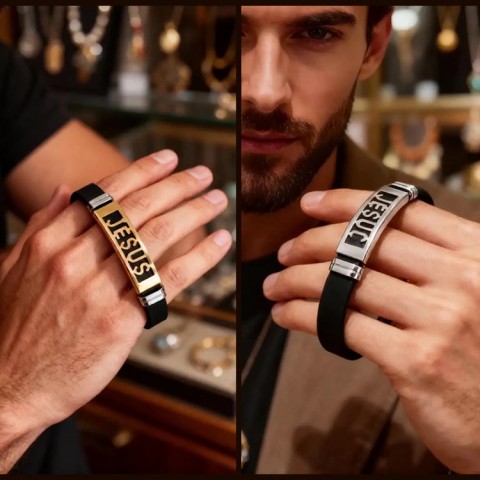Jesus Cutout Leather Bracelet