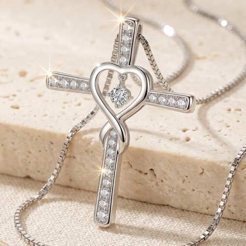 Cross Moissanite Necklace