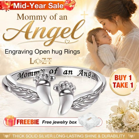 Mommy of an Angel Engraving Open hug Rings