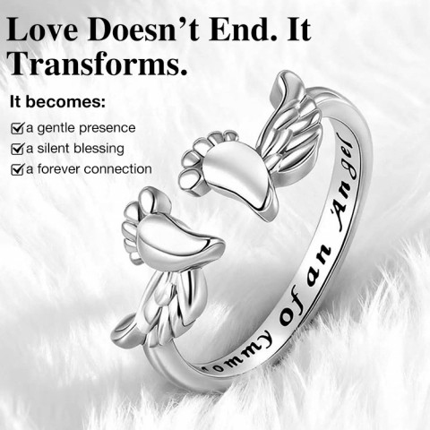 Mommy of an Angel Engraving Open hug Rings