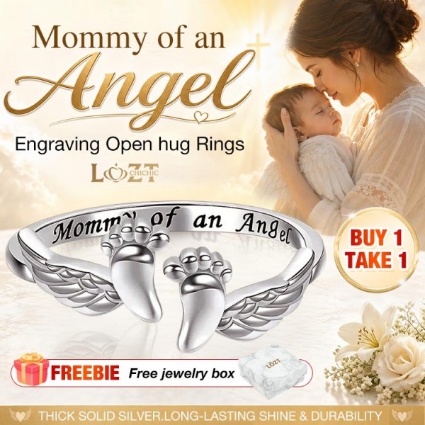 Mommy of an Angel Engraving Open hug Rings