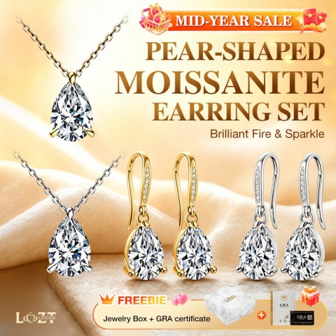Pear-shaped Moissanite Earring Set
