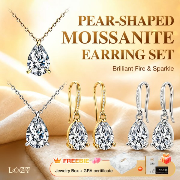 Pear-shaped Moissanite Earring Set