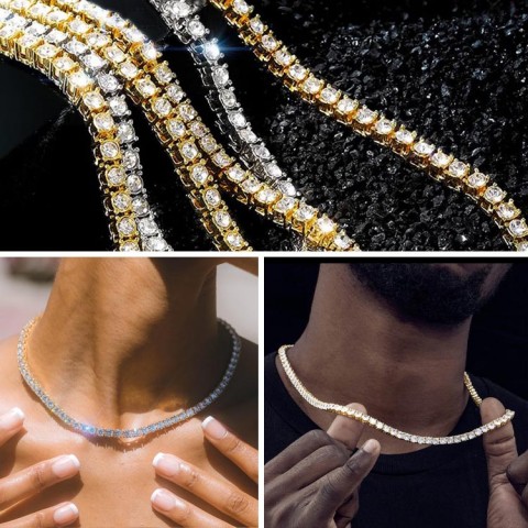 Sparkling moissanite Tennis Bracelet Necklace Set