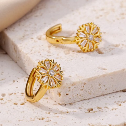 Snowflake Zircon Earrings and Necklace Set