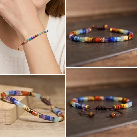 Adjustable 7 chakra Natural Stone Bracelet