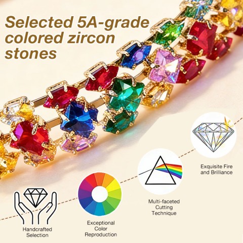 Bohemian Colorful Geometric Zircon Bracelet