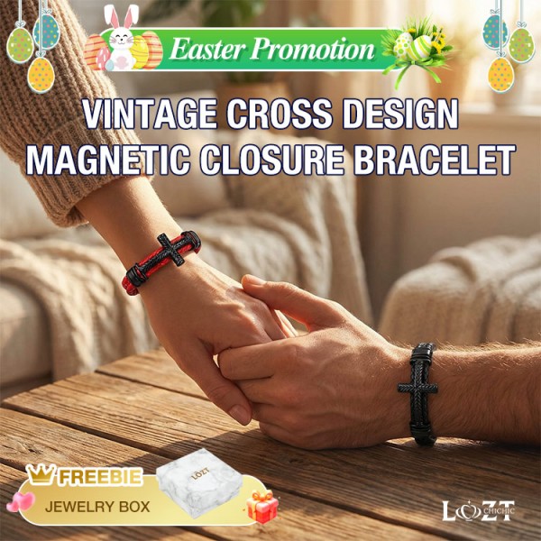 Vintage Cross Design Magnetic Closure Bracelet