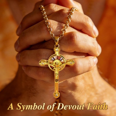 Zircon Jesus Cross Necklace