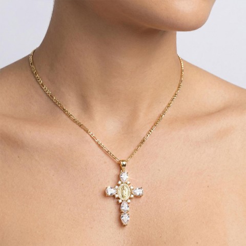 Birheng Maria Cross Pendant Necklace