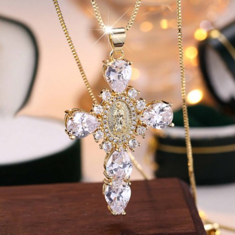 Birheng Maria Cross Pendant Necklace