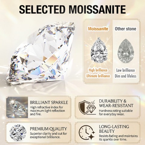 Teardrop-shaped Adjustable Moissanite Ring